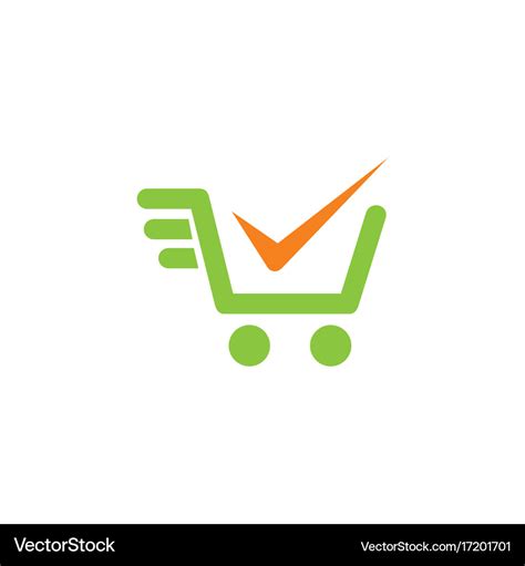 Shopping cart check mark logo Royalty Free Vector Image