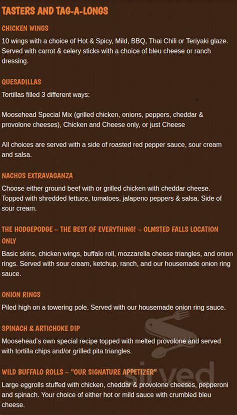 Moosehead Hoof & Ladder menus in Olmsted Falls, Ohio, United States