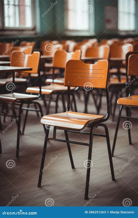 School Chairs in an Empty Classroom Stock Illustration - Illustration of inside, classroom ...