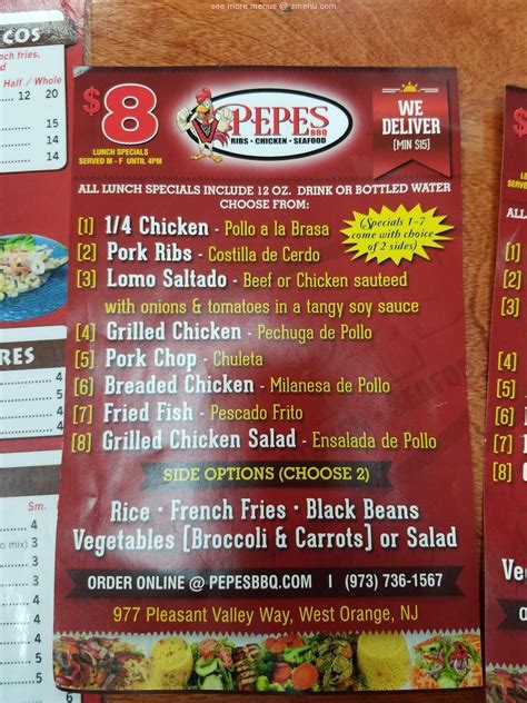 Online Menu of Pepes BBQ Restaurant, West Orange, New Jersey, 07052 - Zmenu