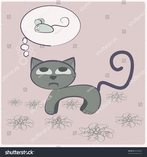 Cute Cartoon Cat Thinking Vector Stock Vector (Royalty Free) 80986882 ...