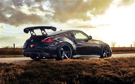 Download wallpapers Nissan 370Z Nismo, 2017, Black 370Z, sports car ...