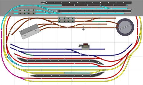 10ft by 7ft Hornby set track. The green tracks are flexi track. This is based on a previous plan ...