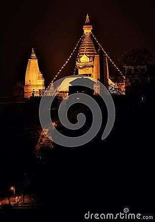 Night View Of Swayambhunath Stupa. Kathmandu. Stock Photo - Image: 45334789