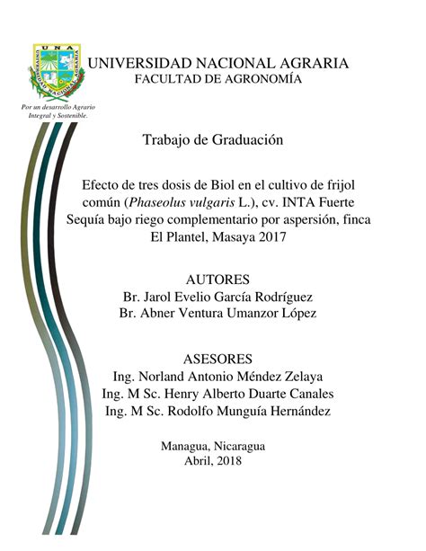 (PDF) UNIVERSIDAD NACIONAL AGRARIA Trabajo de Graduación