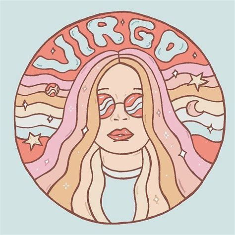 Virgo zodiac sign, zodiac, horoscope, astrology, graphic design, 70's, vintage, retro, girl ...