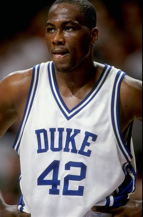 Forward Elton Brand of Duke Blue Devils looks on during the Great... | Elton brand, Duke ...