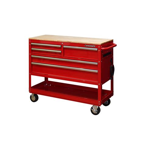 Husky 46 in. W 5-Drawer, Deep Tool Chest Utility Cart in Gloss Red-HOUC4605B21M - The Home Depot