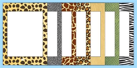 Editable Safari Animal Patterns Themed Portrait Frames