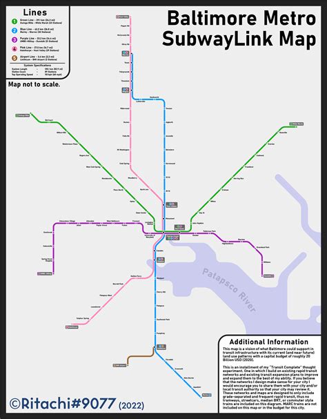 I made a fantasy subway map for Baltimore Metro with a self imposed ...