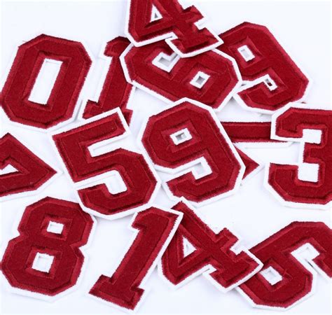 Red Embroidered Iron on Numbers Applique Patchiron on - Etsy