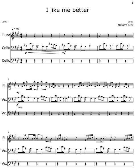 I like me better - Sheet music for Flute, Cello