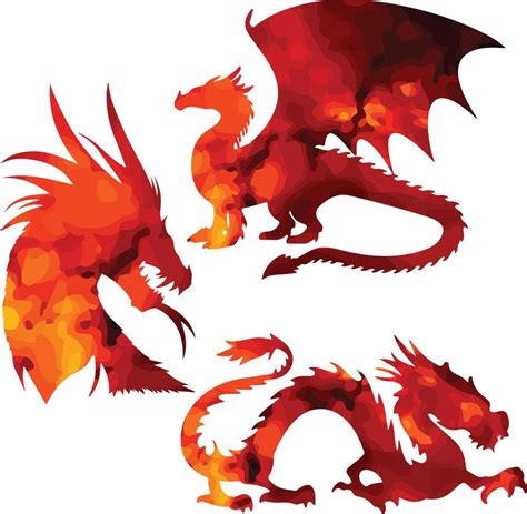 dragon pack wild animal vector fire 15634814 Vector Art at Vecteezy