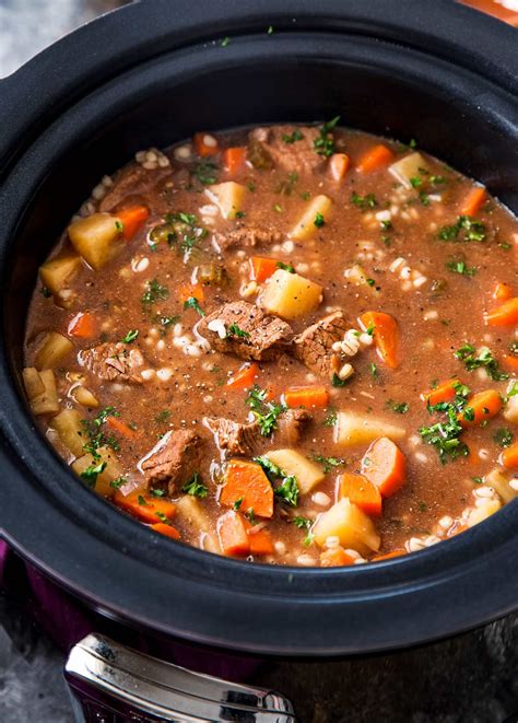 Hearty and positively soul-warming, this beef barley soup simmers all day in the slow cook ...