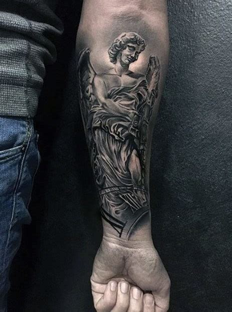 40 Stunning Angel Statue Tattoo Designs for Men