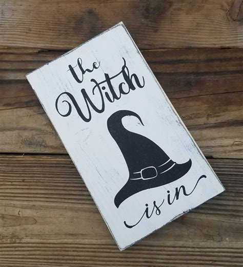 The Witch is in Sign, Halloween Sign, Rustic Wood Sign, MINI SIGN ...