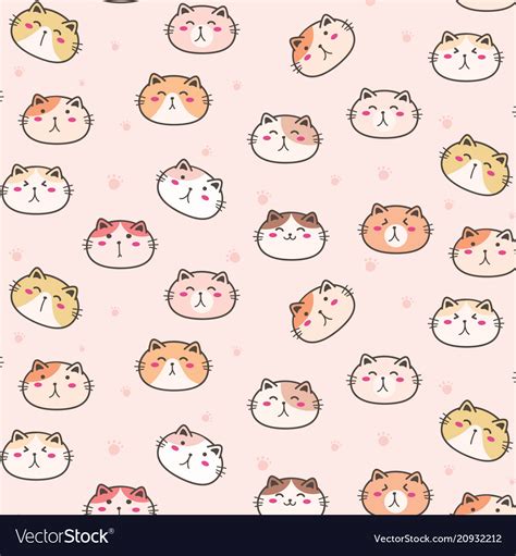 Cute cats pattern background Royalty Free Vector Image