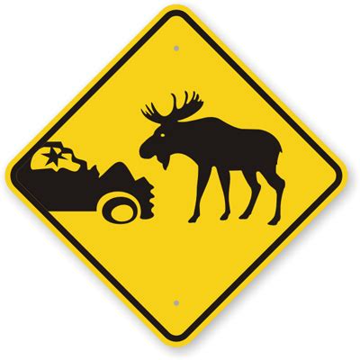 Car Crash & Moose Graphic Sign - Traffic Safety Signs, SKU: K-8858