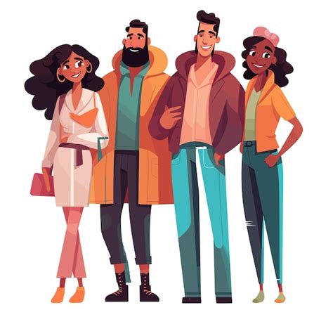 Premium Vector | A cartoon of people standing together