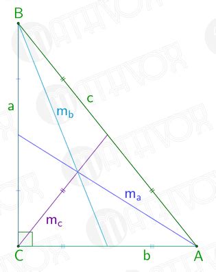 Median in a right triangle. Formulas | MATHVOX