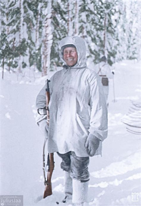 Finnish sniper Simo Häyhä in Loimola Finland February 1 1940 [Colorized ...