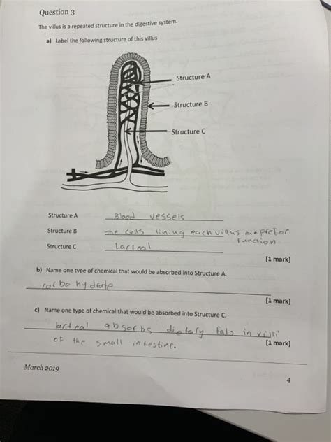 Solved Question 3 The villus is a repeated structure in the | Chegg.com