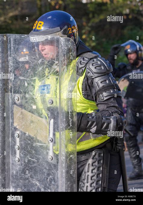 A Demonstration to the public of riot police tactics at a police open day Stock Photo - Alamy