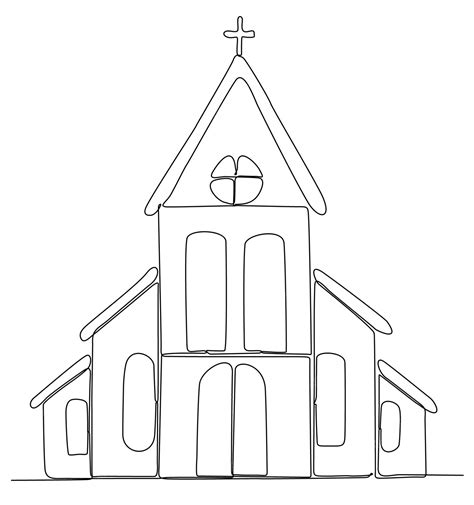 Premium Vector | Church in continuous line art drawing style. Abstract ...