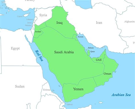 map of Arabian Peninsula with borders of the states. 22753364 Vector Art at Vecteezy