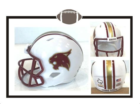 Custom New For 9-19-20 Texas State Bobcats 2" White Pocket Pro Football ...