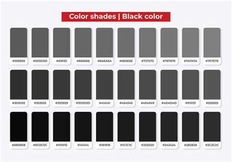 Black white and grey color shades with RGB HEX for textile, fashion design, paint 15806685 ...