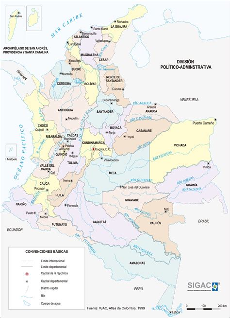 Mapa de Colombia con ciudades importantes - Mapa de Colombia