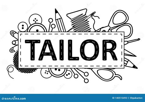 Set Of Tailor Logo Labels, Emblems. Tailor Shop Theme. Tailor Sh Vector Illustration ...