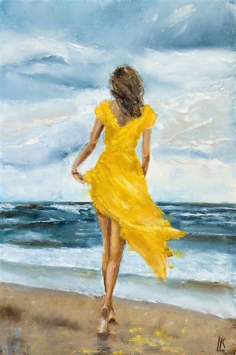 Yellow dress Painting by Ludmila Kovalenko | Saatchi Art