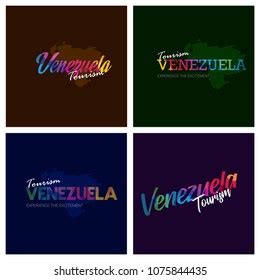 Tourism Venezuela Typography Logo Background Set Stock Vector (Royalty ...