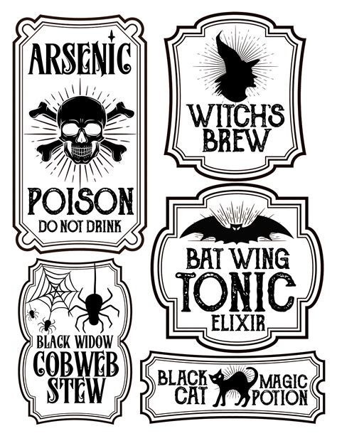 Halloween Bottle Labels - Free Printables - Potions Labels