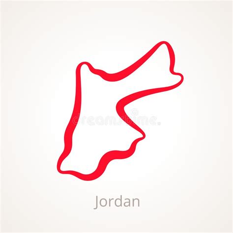 Jordan Map Outline Vector Illustration Stock Vector - Illustration of ...