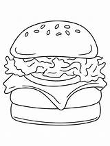 Delicious Burger Coloring Page With A Simple Outline Design Stock  sketch template