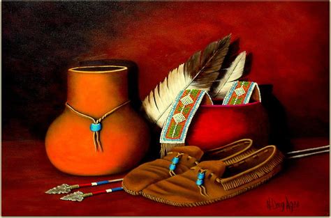 Old Cherokee Moccasins Painting by H Doug Agee