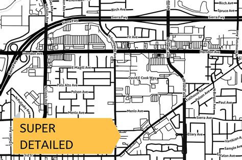 Printable Map of Clovis California CA United States With - Etsy