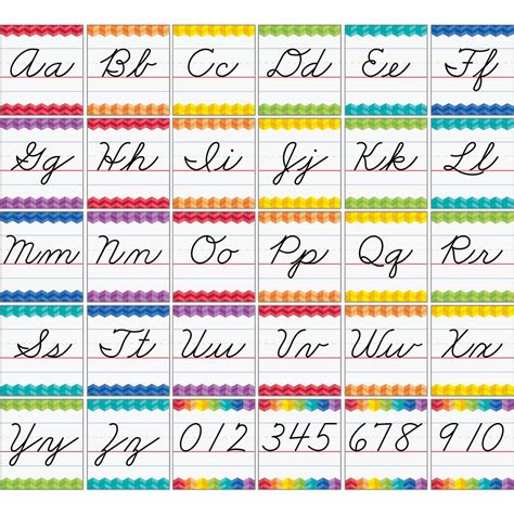 Cursive Letter Alphabet Handwriting Bulletin Board Cards