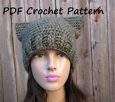 CROCHET PATTERN!!! Cat Hat - Slouchy Hat, Crochet Pattern PDF,Easy, Great For Beginners, Pattern ...