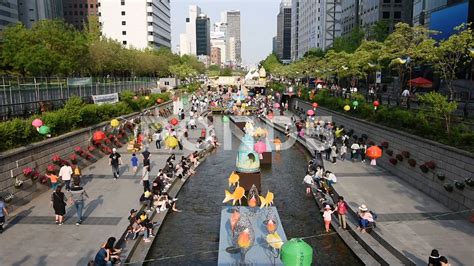 Cheonggyecheon stream lantern festival in Seoul city Stock Footage #AD ...