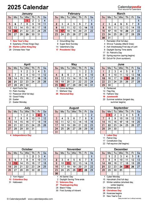 2025 Calendar - Free Printable PDF Templates - Calendarpedia