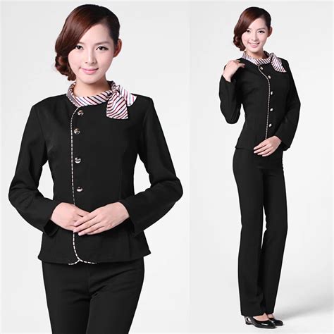 Work wear female front desk uniform clothes stewardess uniforms work wear cravat on Aliexpress ...