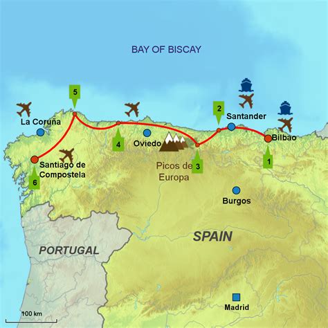 Camino Del Norte Map Showing Towns