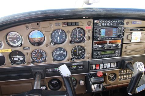 Cockpit view in Piper PA-28-161 Cherokee Warrior II G-CDDG at 5000 feet on the unusually high ...