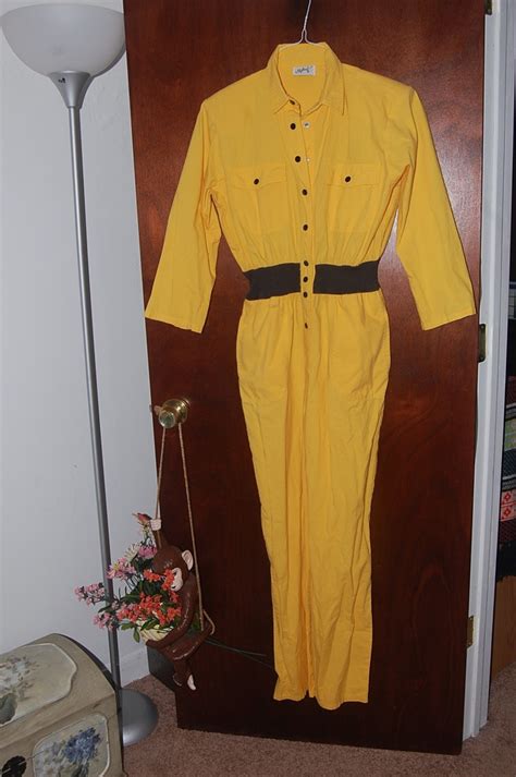 Yellow Jumpsuit One Piece Pantsuit Kill Bill or April by birdmony