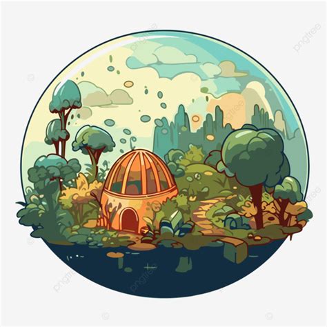 Biosphere Clipart Cartoon Bubble With Trees Around It Vector, Biosphere, Clipart, Cartoon PNG ...