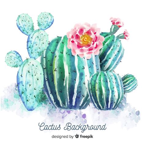 Watercolor cactus background | Free Vector